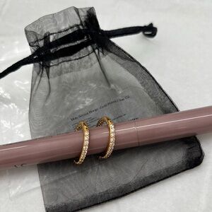 Mini Serena Gold Hoop Earrings with Rhinestones